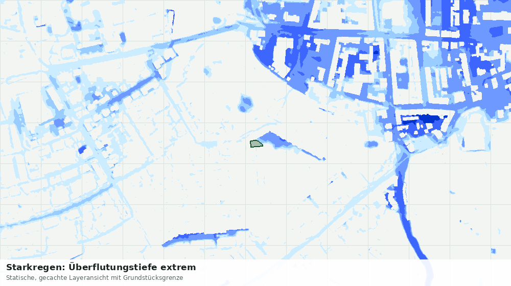 Statische Kartenansicht: Starkregen: Überflutungstiefe extrem