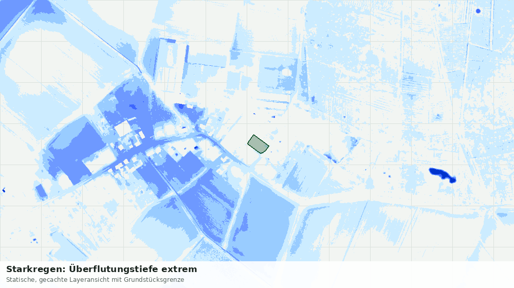 Statische Kartenansicht: Starkregen: Überflutungstiefe extrem