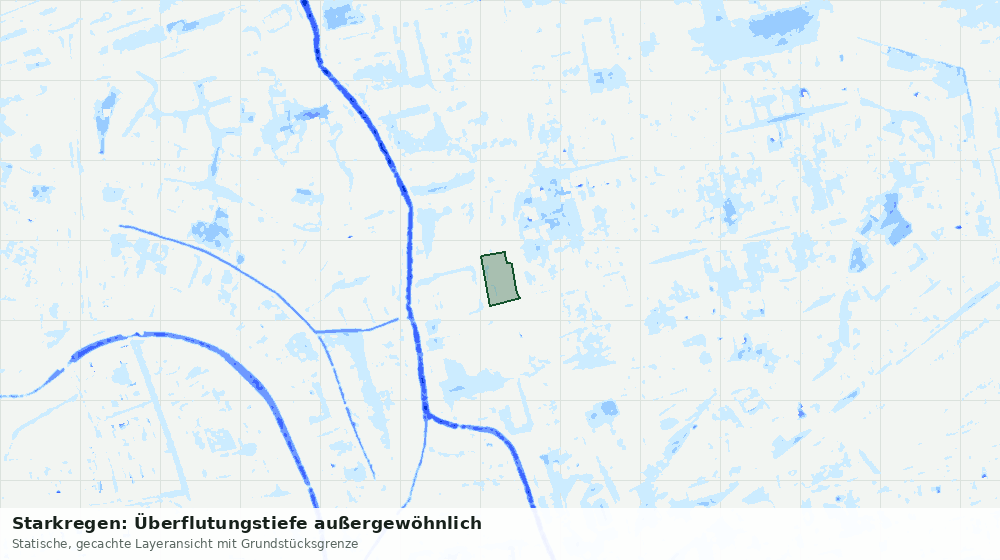 Statische Kartenansicht: Starkregen: Überflutungstiefe außergewöhnlich