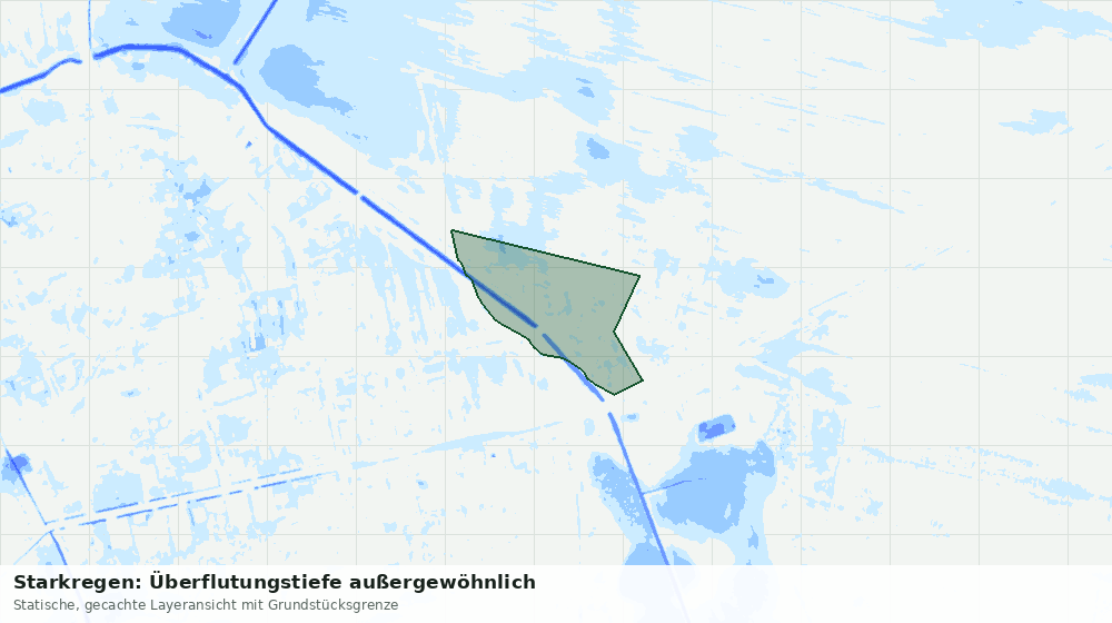 Statische Kartenansicht: Starkregen: Überflutungstiefe außergewöhnlich