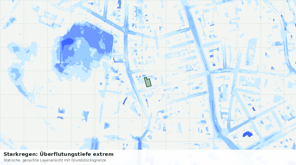Statische Kartenansicht: Starkregen: Überflutungstiefe extrem