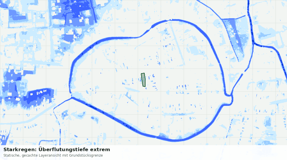 Statische Kartenansicht: Starkregen: Überflutungstiefe extrem
