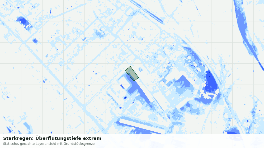 Statische Kartenansicht: Starkregen: Überflutungstiefe extrem