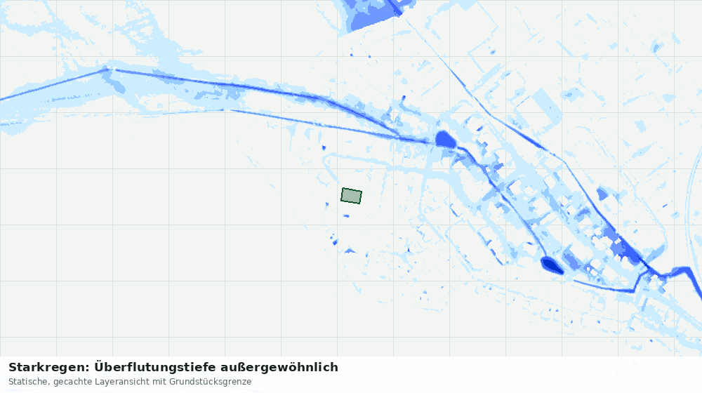 Statische Kartenansicht: Starkregen: Überflutungstiefe außergewöhnlich