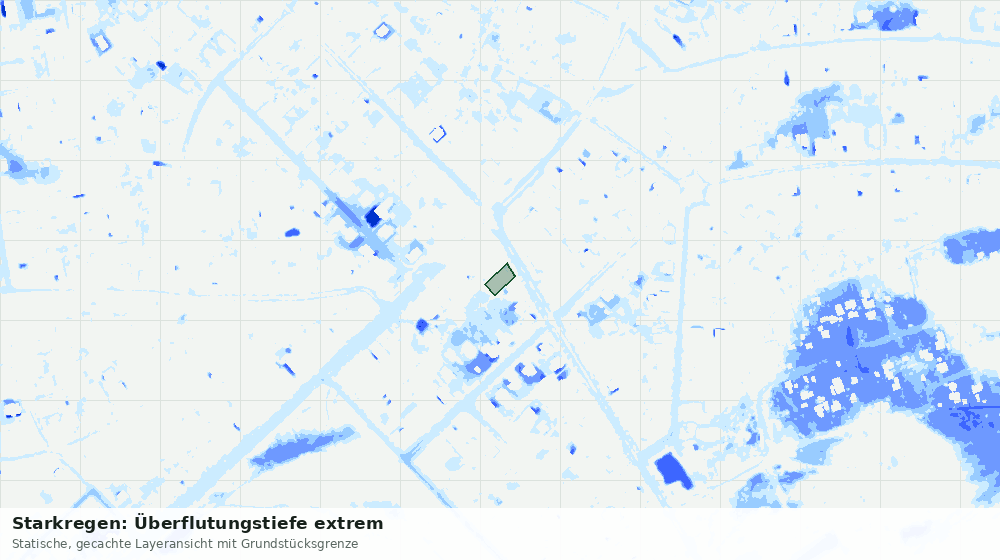 Statische Kartenansicht: Starkregen: Überflutungstiefe extrem