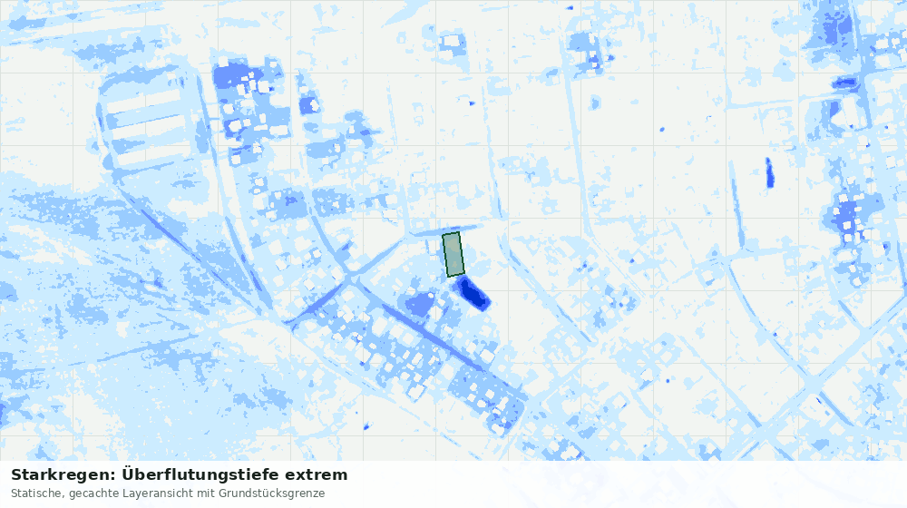 Statische Kartenansicht: Starkregen: Überflutungstiefe extrem