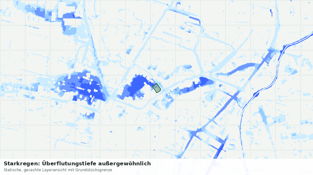 Statische Kartenansicht: Starkregen: Überflutungstiefe außergewöhnlich