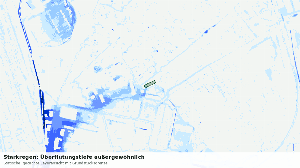 Statische Kartenansicht: Starkregen: Überflutungstiefe außergewöhnlich