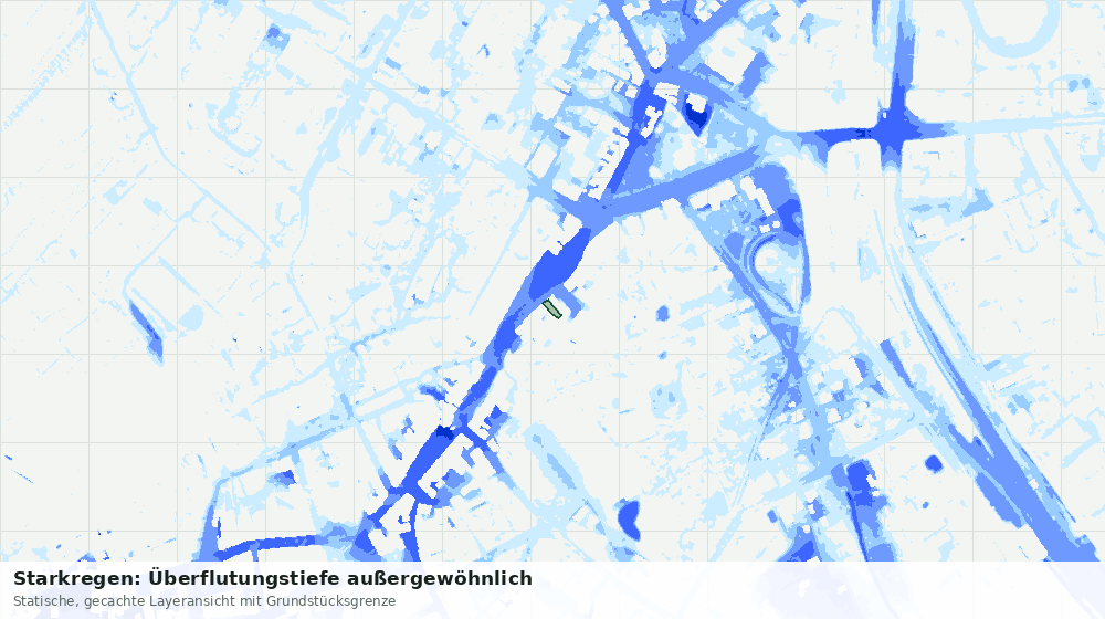 Statische Kartenansicht: Starkregen: Überflutungstiefe außergewöhnlich
