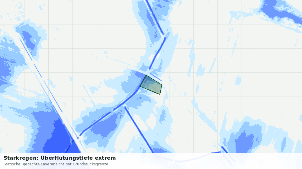 Statische Kartenansicht: Starkregen: Überflutungstiefe extrem