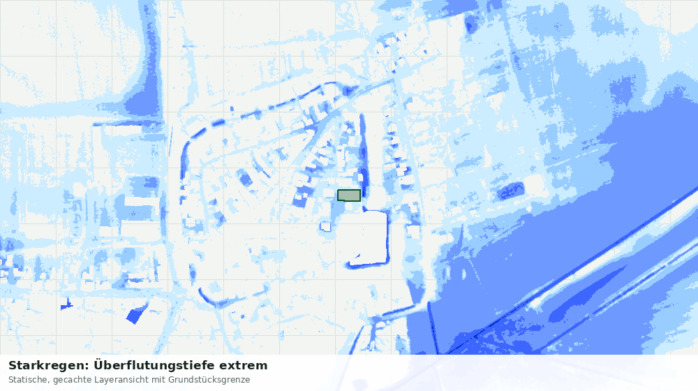 Statische Kartenansicht: Starkregen: Überflutungstiefe extrem