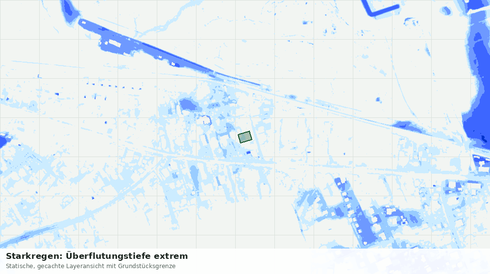 Statische Kartenansicht: Starkregen: Überflutungstiefe extrem