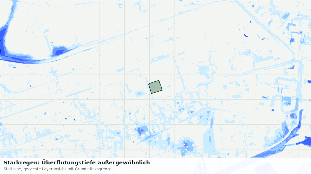 Statische Kartenansicht: Starkregen: Überflutungstiefe außergewöhnlich