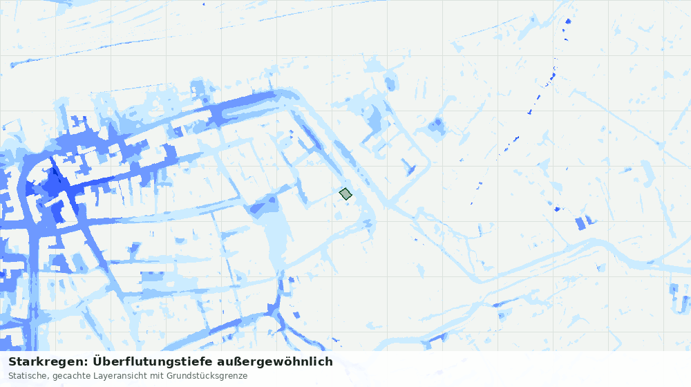 Statische Kartenansicht: Starkregen: Überflutungstiefe außergewöhnlich