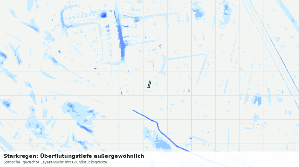 Statische Kartenansicht: Starkregen: Überflutungstiefe außergewöhnlich