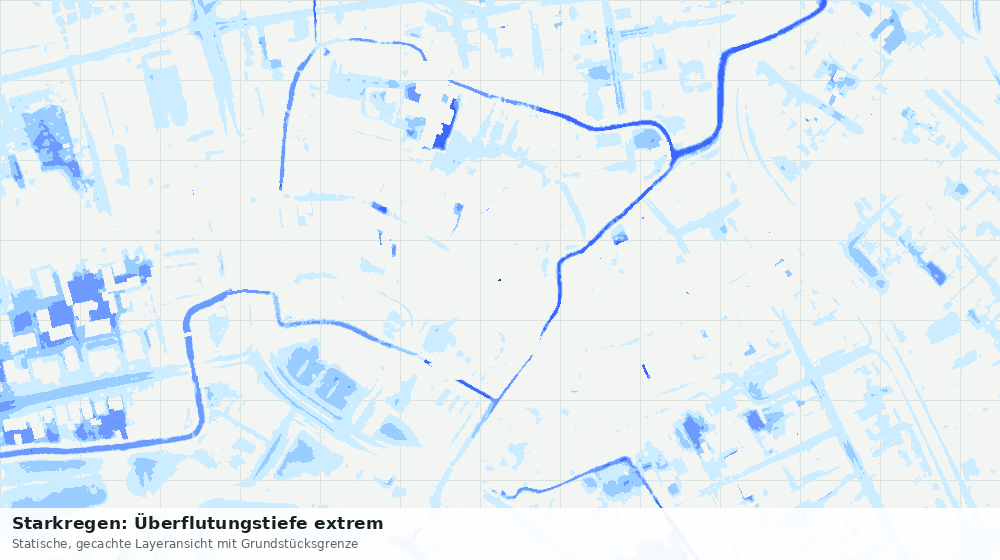 Statische Kartenansicht: Starkregen: Überflutungstiefe extrem