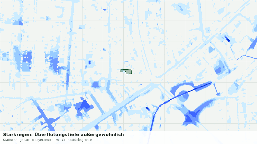 Statische Kartenansicht: Starkregen: Überflutungstiefe außergewöhnlich