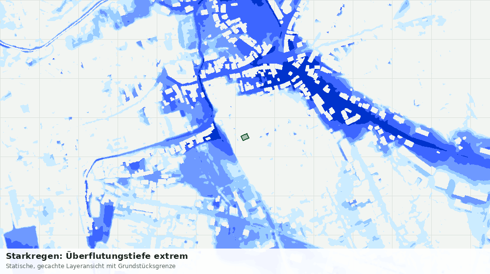 Statische Kartenansicht: Starkregen: Überflutungstiefe extrem