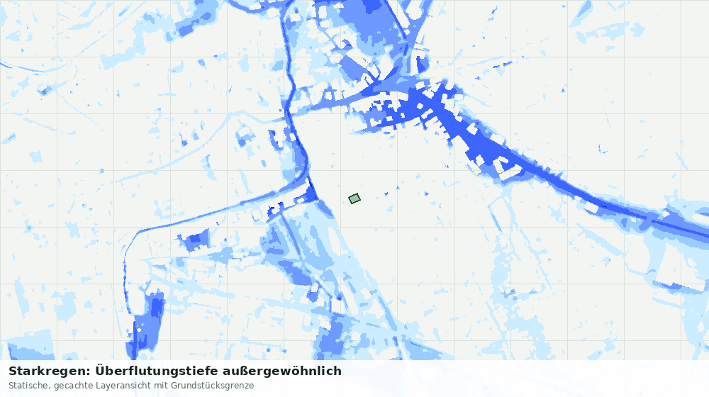 Statische Kartenansicht: Starkregen: Überflutungstiefe außergewöhnlich