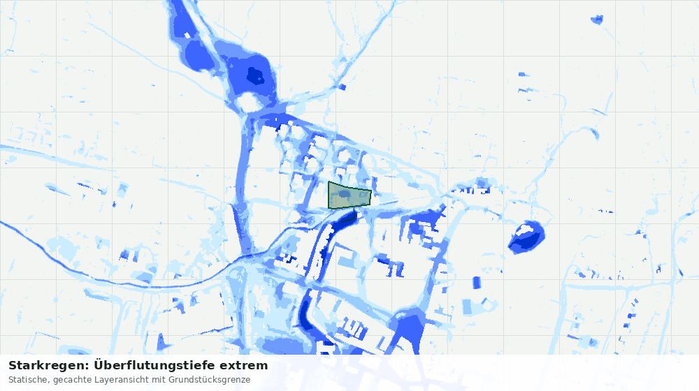 Statische Kartenansicht: Starkregen: Überflutungstiefe extrem