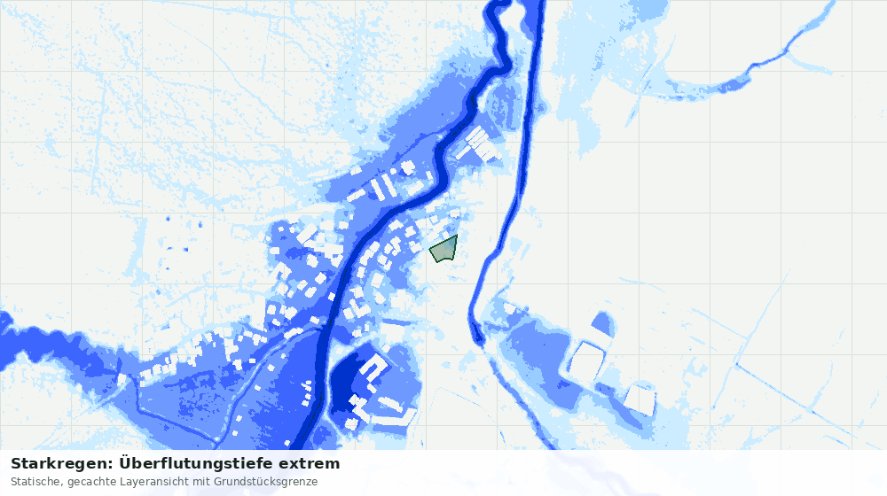 Statische Kartenansicht: Starkregen: Überflutungstiefe extrem