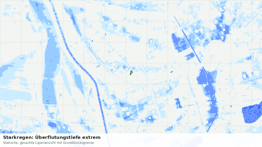 Statische Kartenansicht: Starkregen: Überflutungstiefe extrem