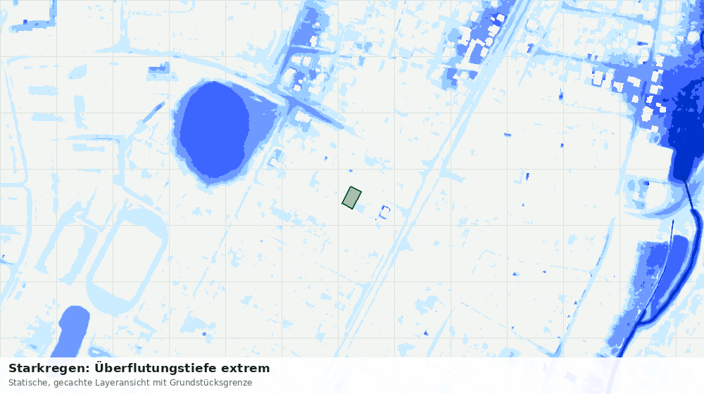 Statische Kartenansicht: Starkregen: Überflutungstiefe extrem