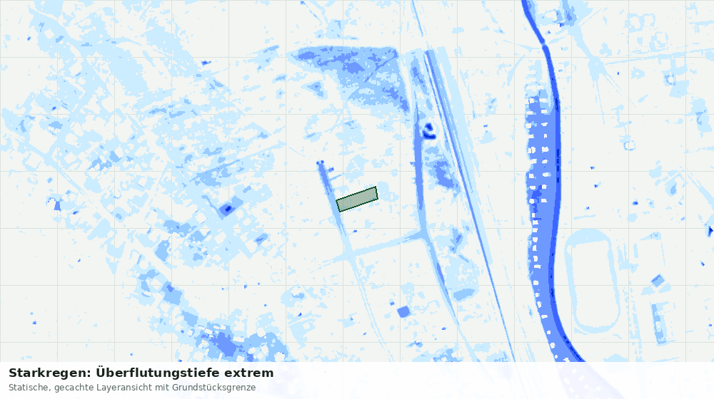 Statische Kartenansicht: Starkregen: Überflutungstiefe extrem