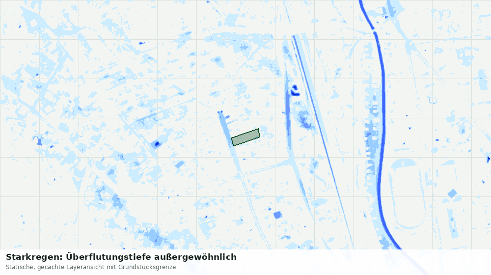 Statische Kartenansicht: Starkregen: Überflutungstiefe außergewöhnlich