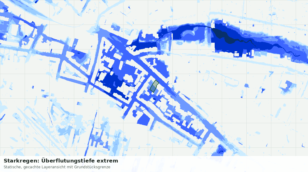 Statische Kartenansicht: Starkregen: Überflutungstiefe extrem