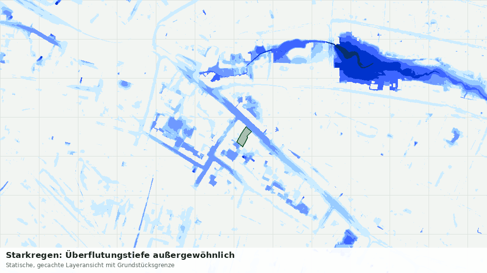 Statische Kartenansicht: Starkregen: Überflutungstiefe außergewöhnlich