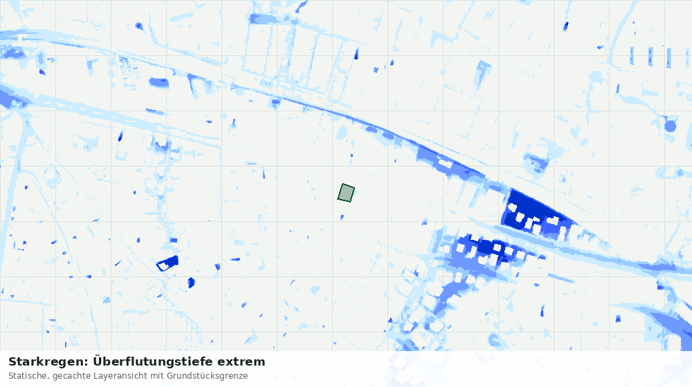 Statische Kartenansicht: Starkregen: Überflutungstiefe extrem