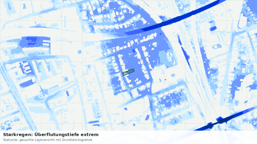Statische Kartenansicht: Starkregen: Überflutungstiefe extrem