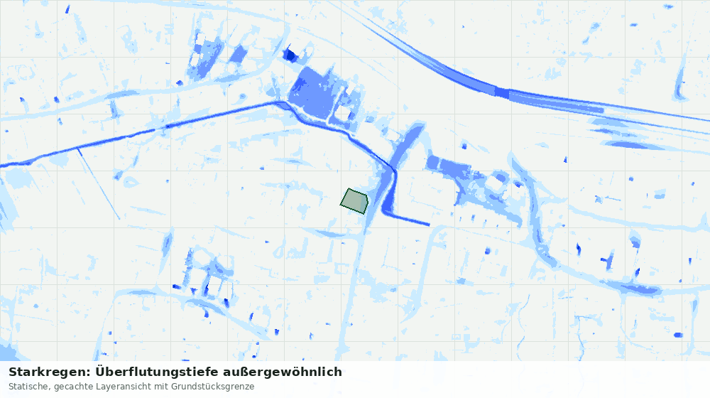 Statische Kartenansicht: Starkregen: Überflutungstiefe außergewöhnlich