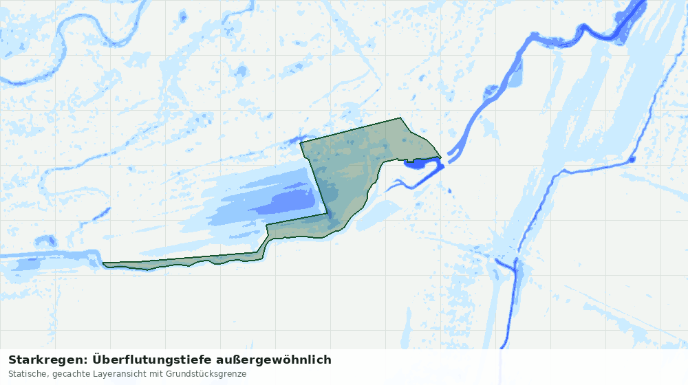 Statische Kartenansicht: Starkregen: Überflutungstiefe außergewöhnlich