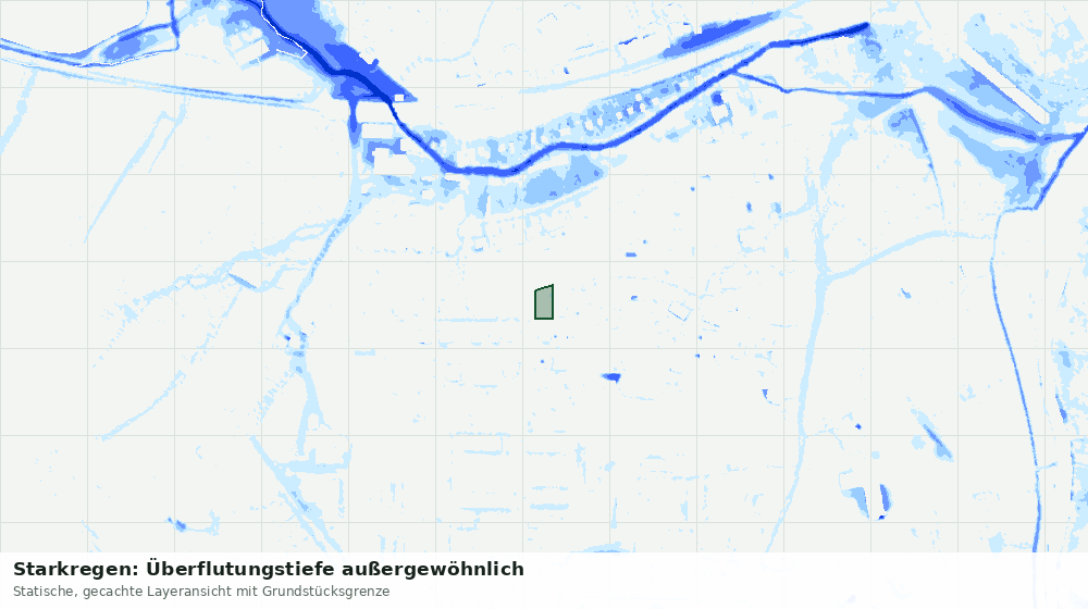 Statische Kartenansicht: Starkregen: Überflutungstiefe außergewöhnlich