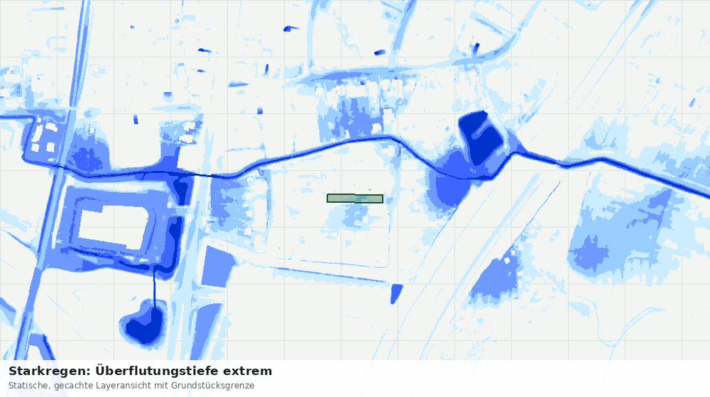 Statische Kartenansicht: Starkregen: Überflutungstiefe extrem