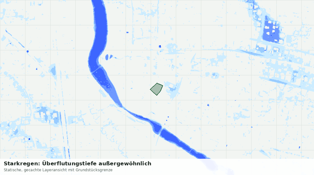 Statische Kartenansicht: Starkregen: Überflutungstiefe außergewöhnlich