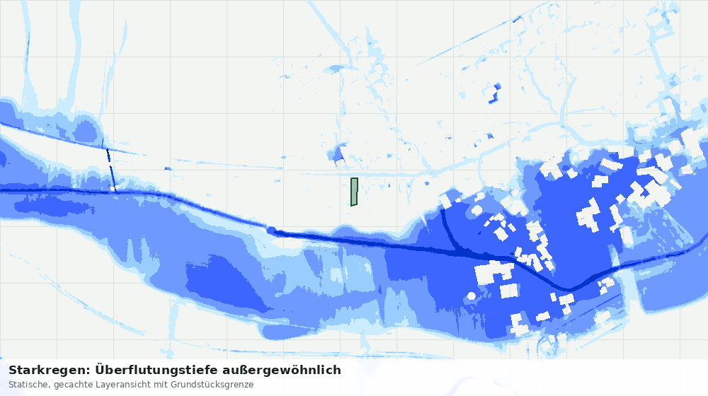 Statische Kartenansicht: Starkregen: Überflutungstiefe außergewöhnlich