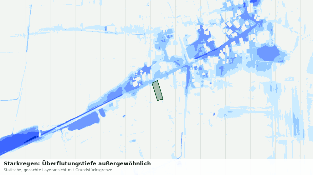 Statische Kartenansicht: Starkregen: Überflutungstiefe außergewöhnlich
