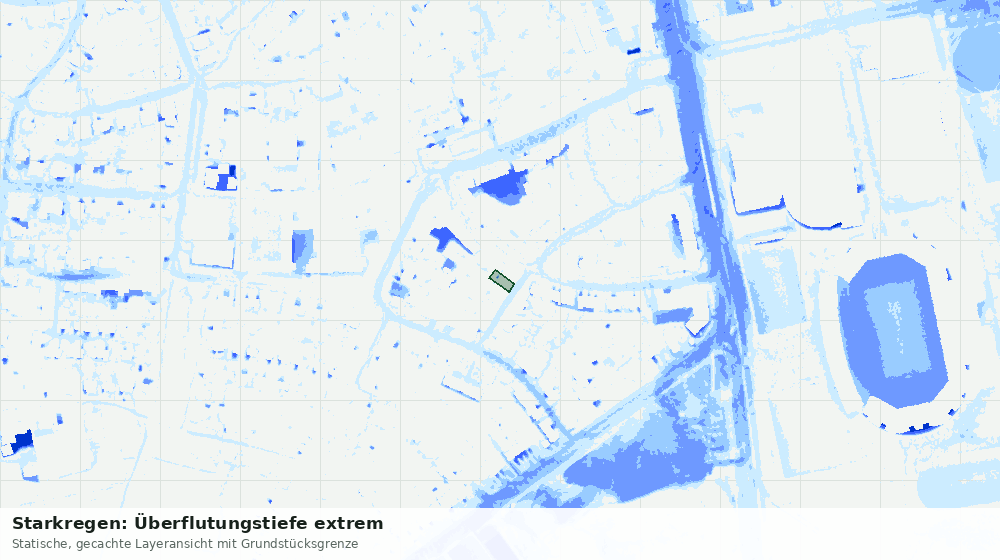 Statische Kartenansicht: Starkregen: Überflutungstiefe extrem