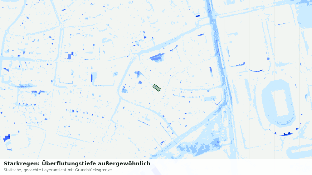 Statische Kartenansicht: Starkregen: Überflutungstiefe außergewöhnlich