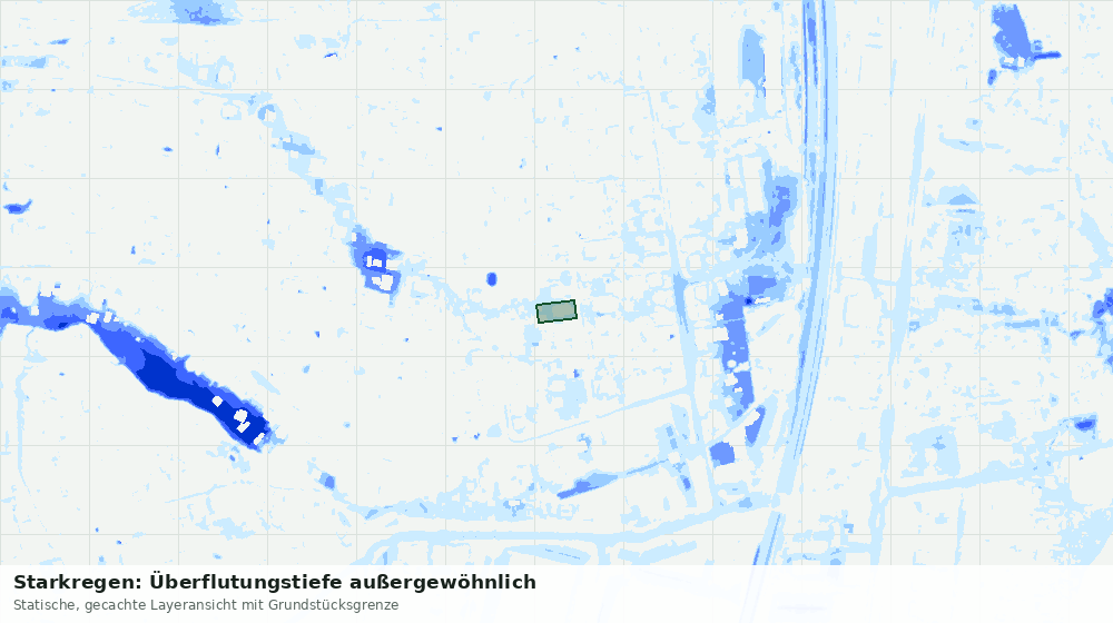 Statische Kartenansicht: Starkregen: Überflutungstiefe außergewöhnlich