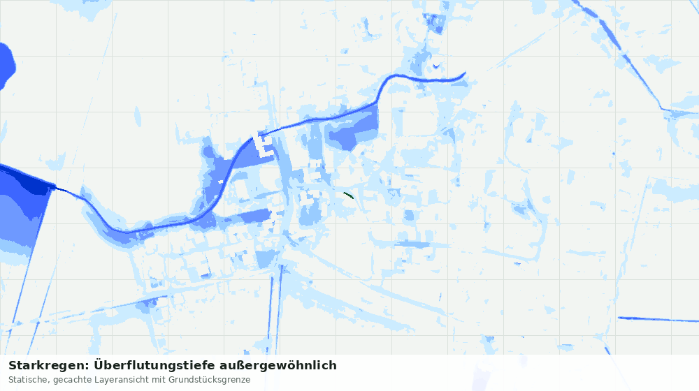 Statische Kartenansicht: Starkregen: Überflutungstiefe außergewöhnlich