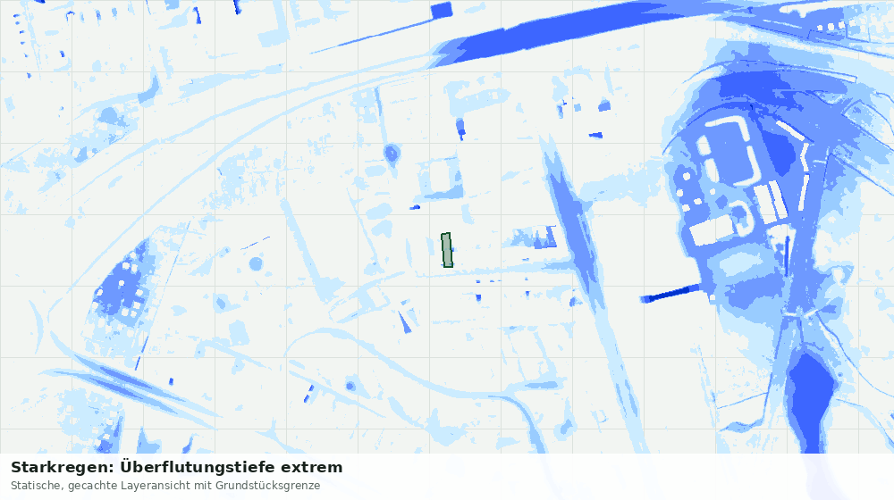 Statische Kartenansicht: Starkregen: Überflutungstiefe extrem