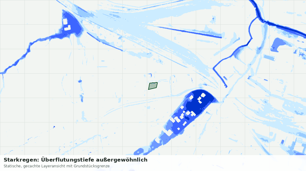 Statische Kartenansicht: Starkregen: Überflutungstiefe außergewöhnlich