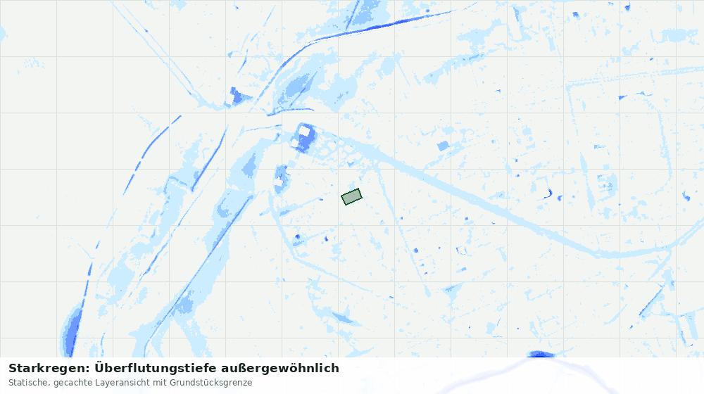 Statische Kartenansicht: Starkregen: Überflutungstiefe außergewöhnlich