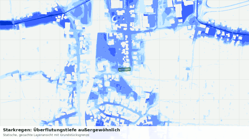 Statische Kartenansicht: Starkregen: Überflutungstiefe außergewöhnlich