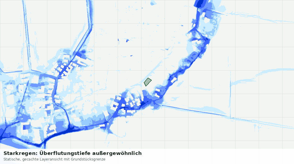 Statische Kartenansicht: Starkregen: Überflutungstiefe außergewöhnlich
