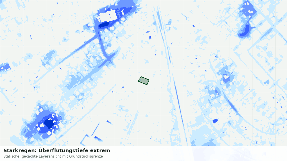 Statische Kartenansicht: Starkregen: Überflutungstiefe extrem